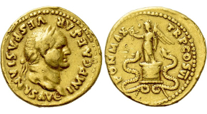 CONSTANTIUS I (305-306). GOLD Aureus. Ticinum.
Obv: CONSTANTIVS P F AVG. Laureate head right. Rev: FELICITAS AVGG NOSTR / SMT. Felicitas seated left on throne, holding caduceus and cornucopia.
RIC 51A; Calicó 4823. Ex Numismatik Naumann 45 (3 July 2016), lot 875.
Condition: Good very fine, hole expertly filled and restored, various field marks smoothed and repaired. Weight: 5.07 g. Diameter: 25 mm.