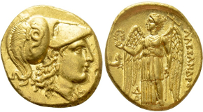 ATTICA. Athens. Tetradrachm (Circa 465-460 BC). Transitional issue. Obv: Helmeted head of Athena right, with frontal eye.
Rev: AΘE.
Owl standing right, head facing; olive sprig and crescent to left; all within incuse square. Starr Group V; HGC 4, 1596. Condition: Near extremely fine. Weight: 17.23 g.
Diameter: 23 mm.