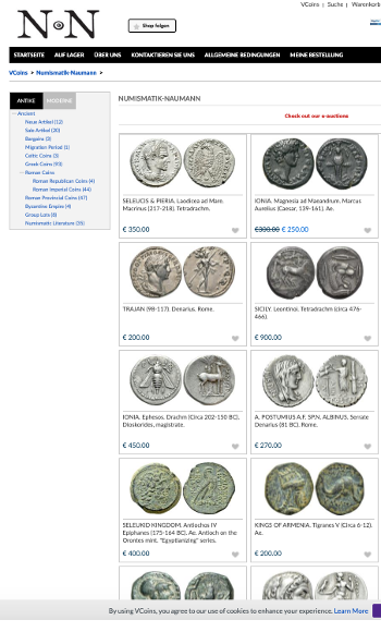 Festpreis Shop zum Kaufen und Sammeln antiker, historischer Münzen 